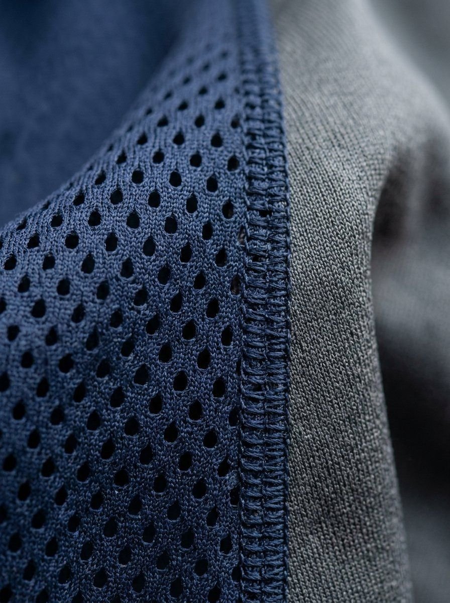 Lightweight breathable basketball performance mesh with reinforced seam construction