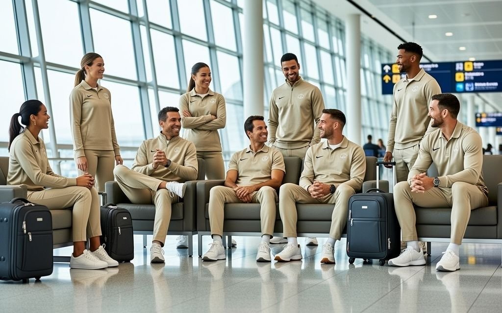 Players in coordinated presentation apparel