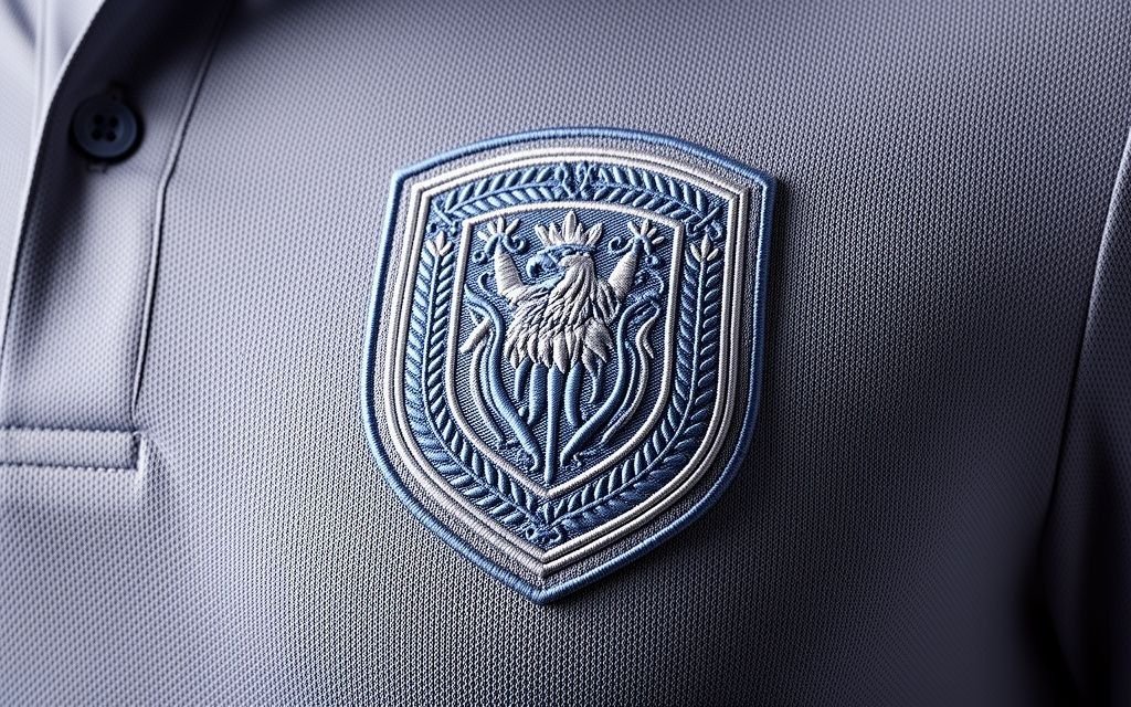 Multi-needle embroidery machine stitching club crest