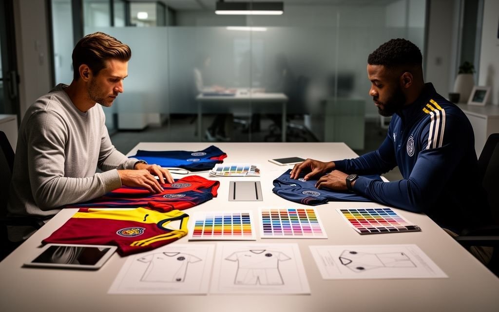 Client team consultation and fabric swatches